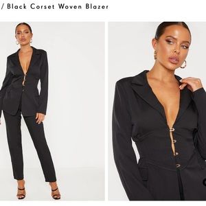 Black Corset Woven Blazer